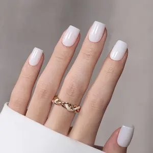 Beetles Natural Milky White Press On Nails Tips,  Short Square Almond Shape Natural Acrylic Nail Tips Effortless Beauty & DIY Manicures -   Easter Nail Designs Spring Floral Nails Vacation Nails Graduation Nails  newyearnewme