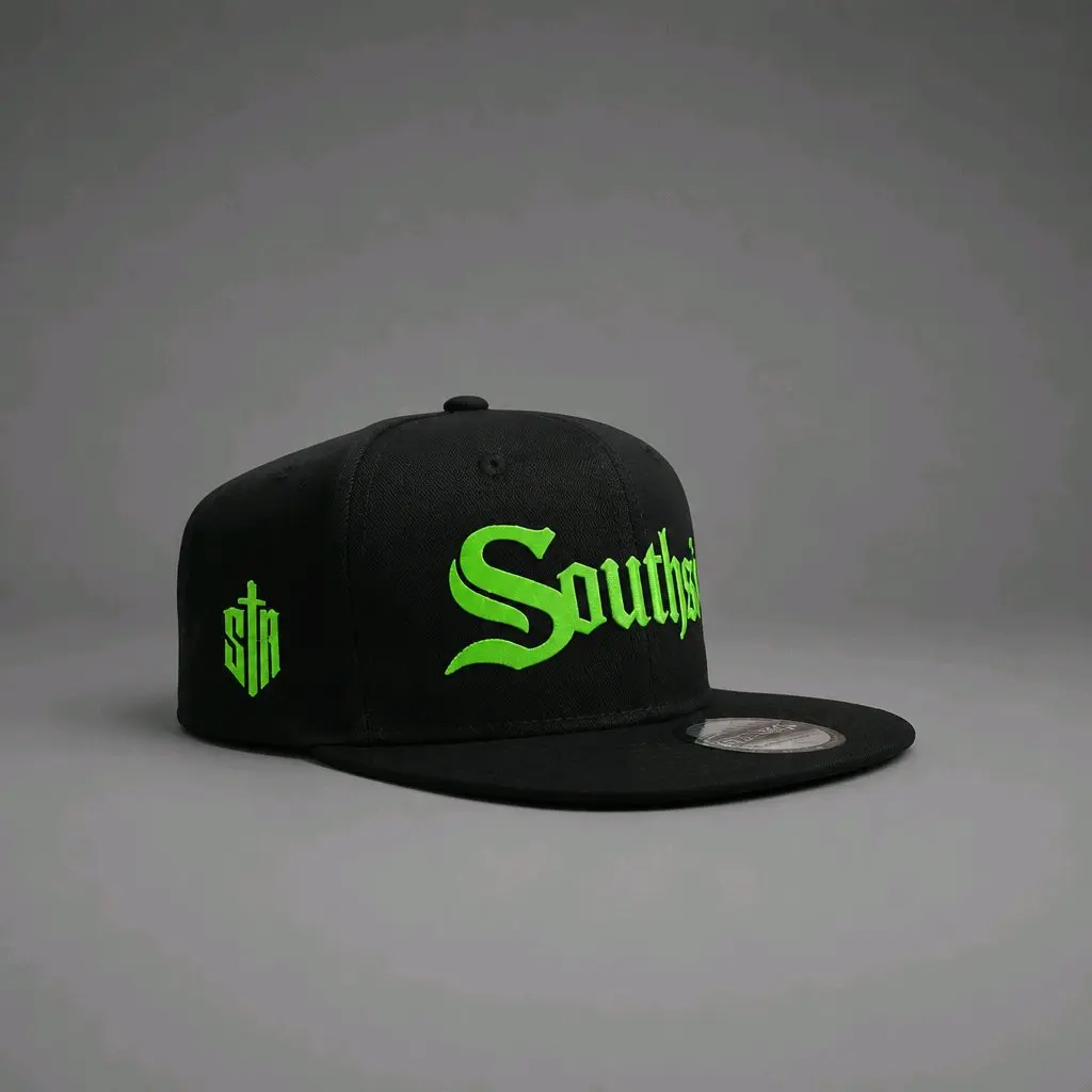 Southside White & Black Snapback Hat with Crown Logo and Bold Lettering for Streetwear