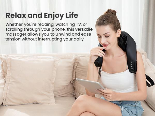 Wireless Neck Massager with Heat, Nekteck 6D Cordless Shiatsu Neck and Back Massager, for Pain Relief Deep Tissue, Ideal Gift for Men and Women