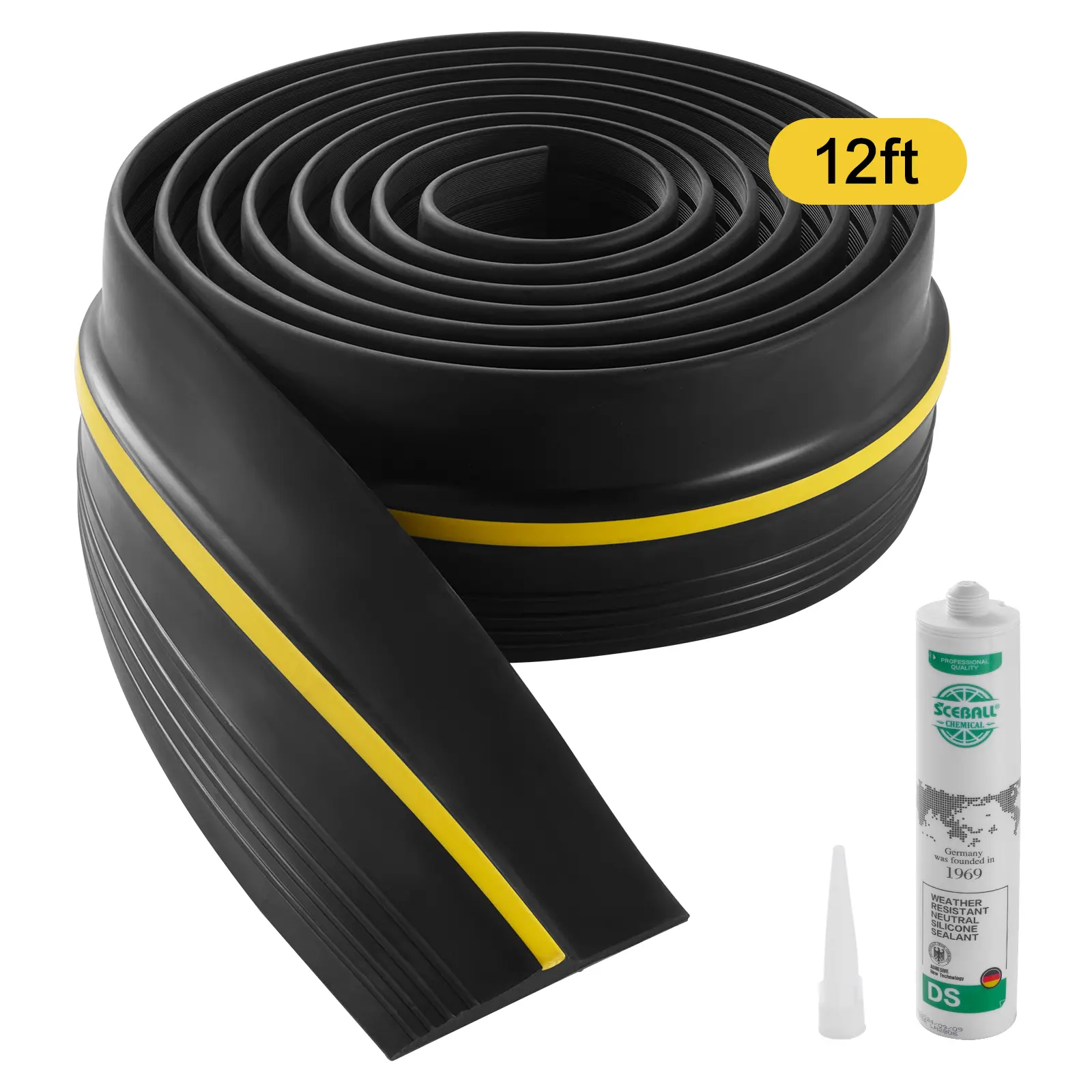 【Summerfinds】VEVOR Garage Door Threshold Seal Strip 12 FT Universal Garage Door Floor Seal Strip with AdhesiveGarage Door Bottom Weatherproof StripUpgraded Thick PVC DIY Weather Stripping ReplacementBlack
