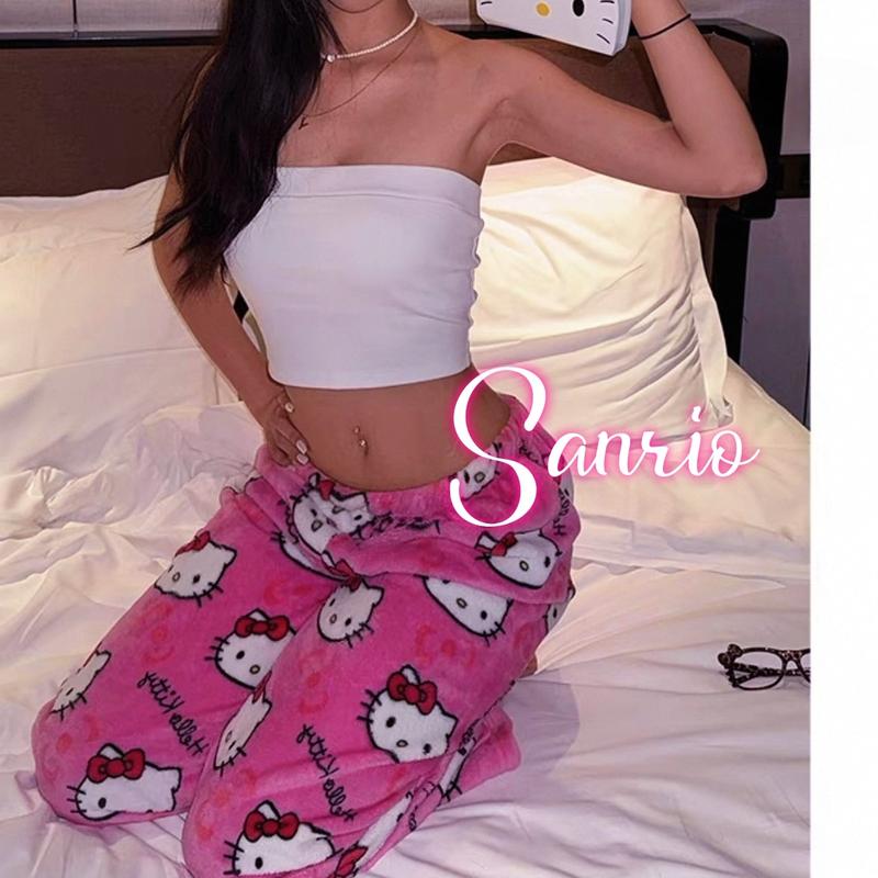 SANRIO Hello Kitty Comfy Pajama Pants - Size Need Two More - Cute Cozy Y2K Style - TikTok Approved Loungewear for Women - Perfect for Couples - Nightwear - Womenswear