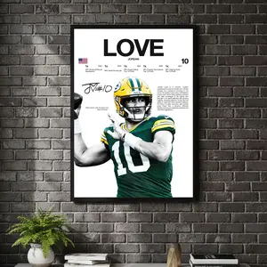 [ SPORT UNFRAMED - SALE UP TO 45% ] Jordan Love Hardline Series Football Sports Poster Modern Athlete Man Cave Wall Art