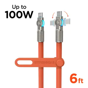 Chunky180° 100W USB-C to USB-C Rugged Fast Charge Cable | 6ft | Orange