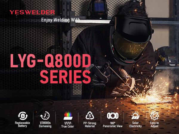 YESWELDER LYG-Q800D Panoramic Auto Darkened Welding Helmet with Side View | True Color Lens & 4 Sensors Welding Mask | Wide Shade 4/5-13 Welding Hood for TIG MIG ARC Cut Grind YESWELDER LYG-Q800D Panoramic Auto Darkened Welding Helmet with Side View | True Color Lens & 4 Sensors Welding Mask | Wide Shade 4/5-13 Welding Hood for TIG MIG ARC Cut Grind