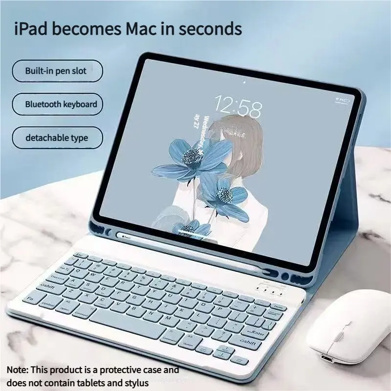 Tablet Case with Bluetooth-Compatible Keyboard & Mouse Combo, Protective Cover for iPad Air 4 (10.9-Inch) / iPad Pro (11-Inch), Durable Tablet Accessories, Shell, Tablet Casing