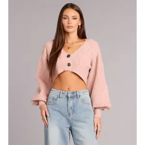 Off Duty Charm Cable Knit Crop Cardigan