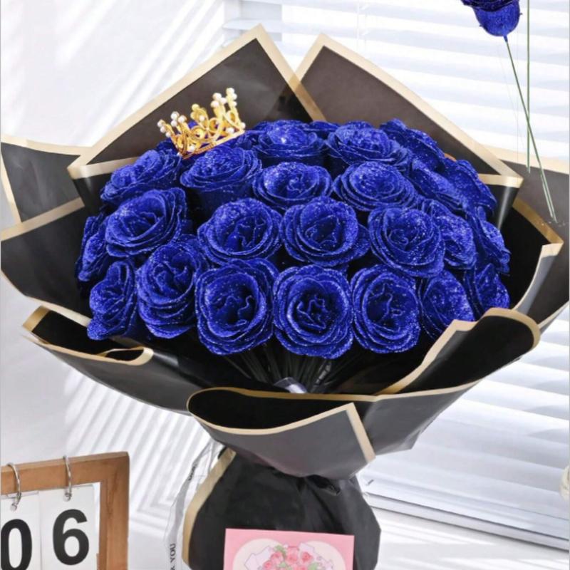 MEHELANY Sparkling Artificial Rose Bouquet – 20 Red Roses, 2.76” DIY Gift Set