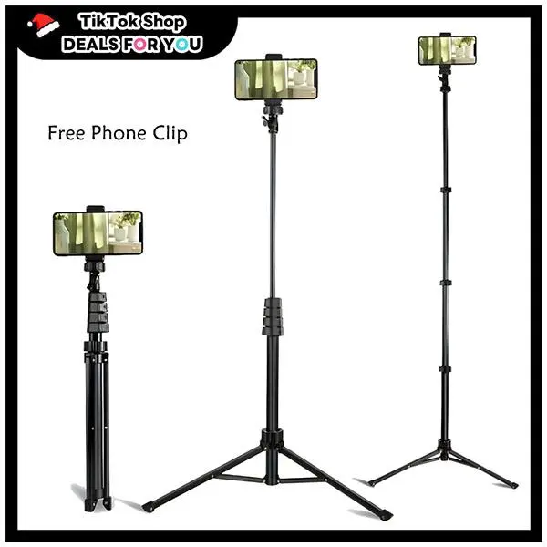63" Extendable Smartphone Tripod Stand with 180° Head - Foldable Portable Mobile Cellphone Holder, Vlogging Equipment for Tripod Standing Photo, TikTok Videos, Back to School Deal, Adjustable,back to school,back to school haul