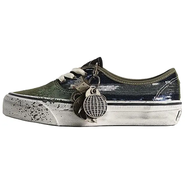 VANS Authentic Men's Casual Board Shoes, Classic Canvas Lace-up with a Vulcanized Sole and Reinforced Toe in Retro 'La Habana' Green & Blue