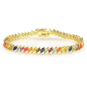 GEMSME Unisex 2.5mm CZ Tennis Bracelet Round Cut Cubic Zirconia Luxury Wedding Anniversary Party Jewelry Valentines Day Gift