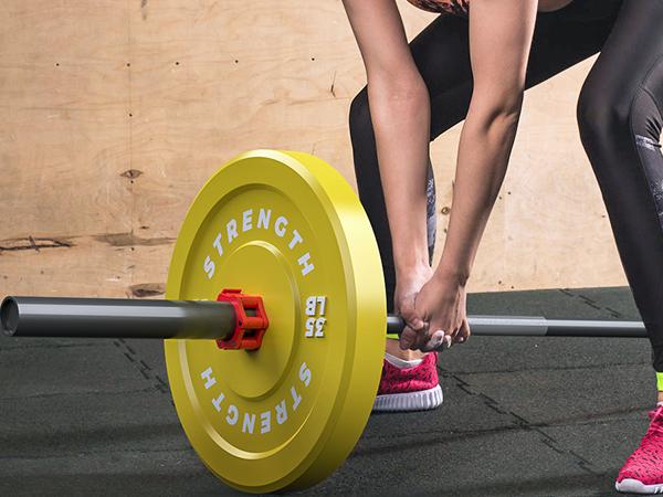 【 Olympic Games  Plates】Bearbro Colored Bumper Plates set, Color Olympic Bumper Plates, High Bounce Bumper Weight Plate with Steel Insert, 2-Inch Universal Fit, Strength Training Weight Lifting Plate for Fitness Workouts