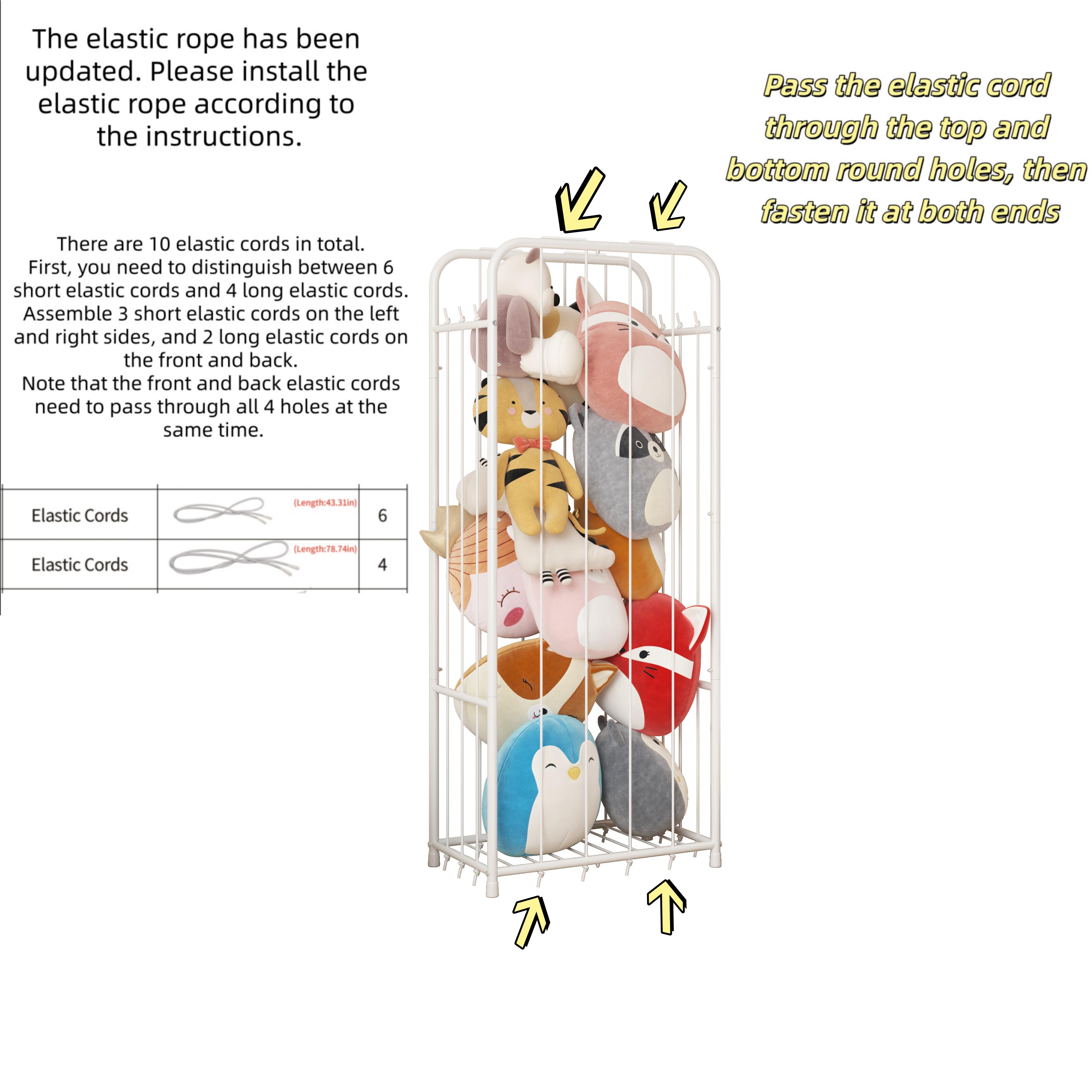 Stuffed Animal Storage Zoo Toy Organizer Corner Chest Plush PVC Material Extra Large Holder Metal Standing Space Save Vertical With Elastic For Nursery Kids Room Rack Box
