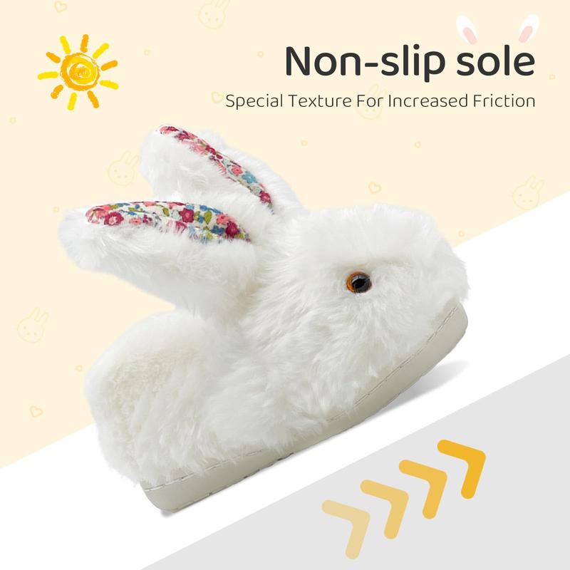 rosyclo Toddler & Kids Bunny Plush Slippers Adorable Fuzzy Design with Warm Lining Non-Slip Rubber Sole Cozy Indoor Winter Rabbit House Shoes for Girls & Boys Children