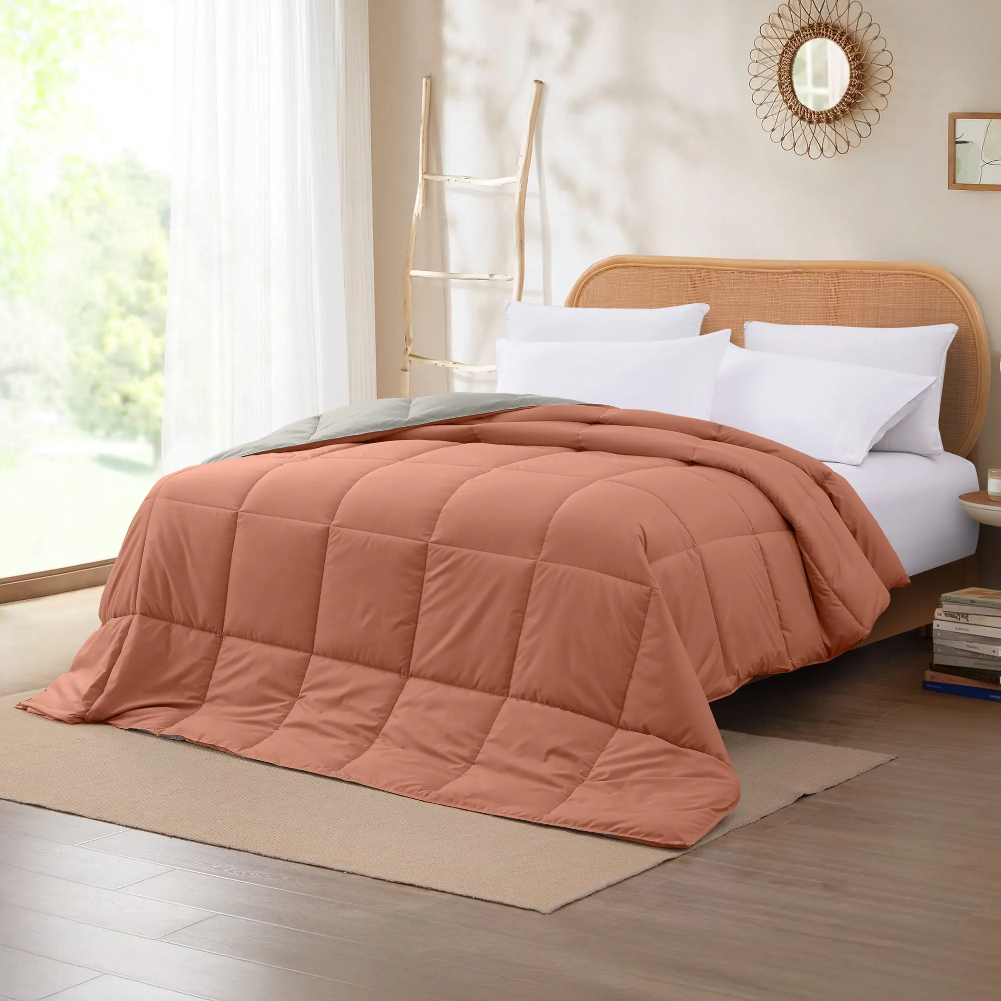 Modern Threads Reversible Down Alternative Comforter Orange Rust & Oatmeal Cal King
