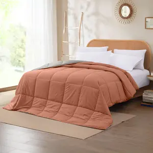 Modern Threads Reversible Down Alternative Comforter Orange Rust & Oatmeal Cal King