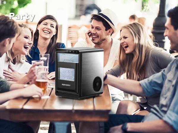 【 LIVE】EUHOMY：Nugget Ice Maker Countertop, 44Lbs/24H Pebble Ice Maker Machine, Self-Cleaning Pellet Ice Machine with Ice Scoop&basket, Sonic Countertop Ice Machine for Home/Kitchen/Office(Black)