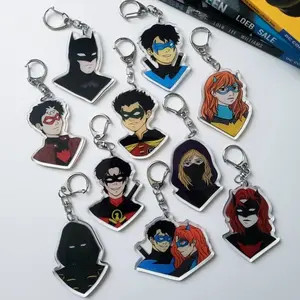 DC Batfam Acrylic Keychain Charm, Unique Keychains for Personal Style, Cute Keychains for Bags and Keys, Durable, Lightweight and Perfect for Personal Style, Collecting and Gifting