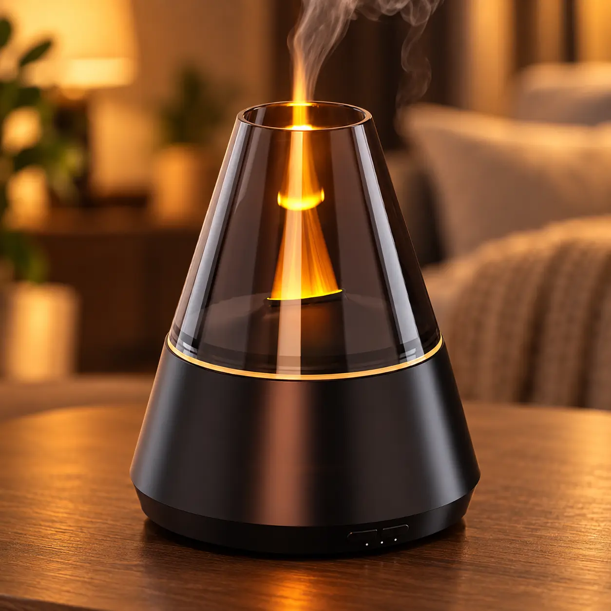 120ML Flame Aroma Diffuser Humidifier with 7-Color Ambient Light, Cool Mist Essential Oil Diffuser with 2H/4H/6H Timer, Quiet USB Desktop Humidifier for Bedroom, Office & Home Decor