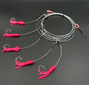 LINE-SIDED TACKLE CO. 5 HOOK QUEEN SNAPPER DEEP DROP RIG WITH 3" PINK GLOW SQUID