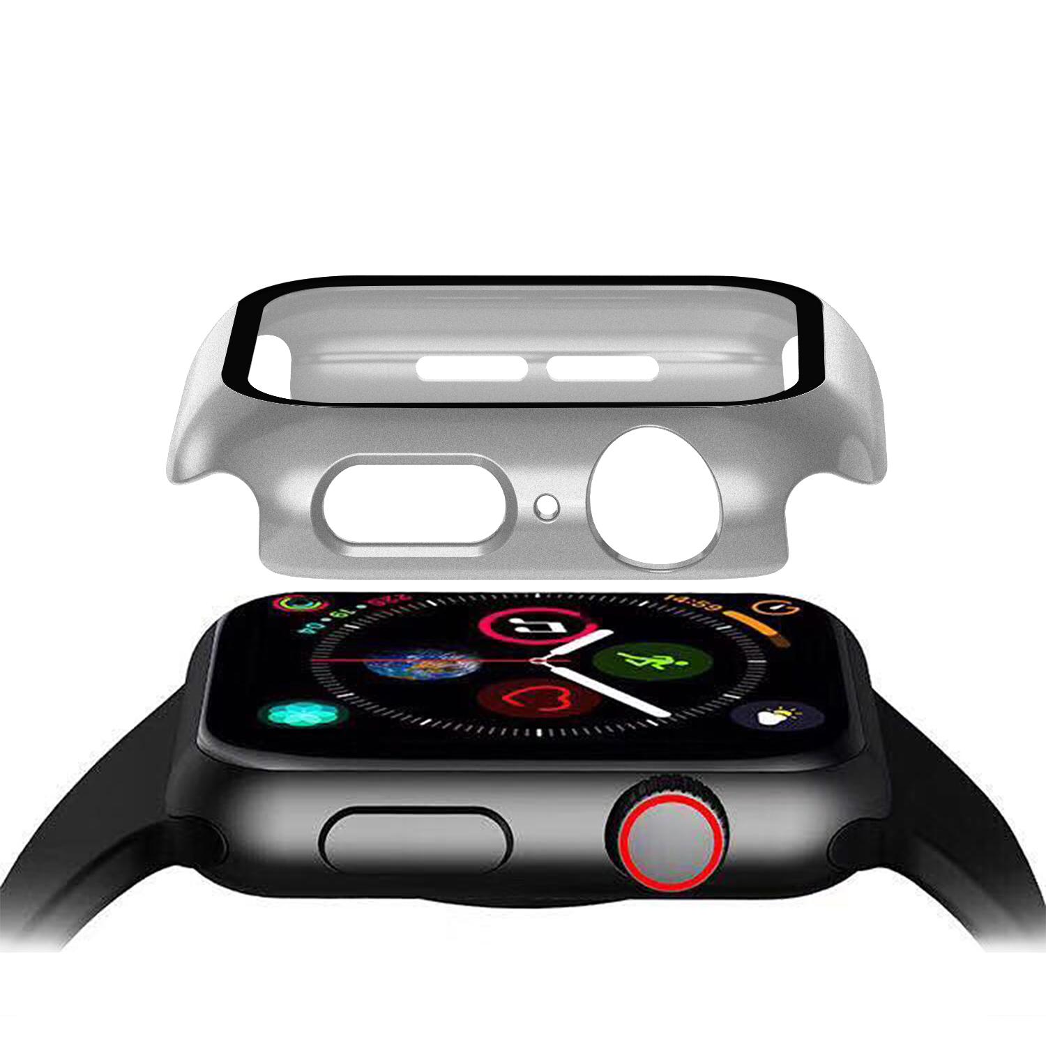 HISTORYOO Full Screen Protector Bumper Case For Apple Watch 11 10 9 8 7 6 5 4 3 SE 3 2 Ultra Series Hard PC cover built-in Screen Protective Ultra-Thin Tempered Glass Film 360 degree overall protection colorful Frame for  Watch 38 40 41 42 44 45 46 49mm