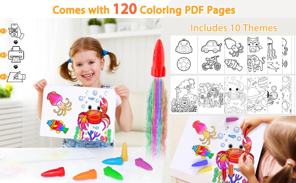 24 Colors Crayons for Toddlers, Non-Toxic Washable Rocket Crayons, Easy-to-Hold Coloring Gifts & Mess-Free Art Supplies for Little Hands