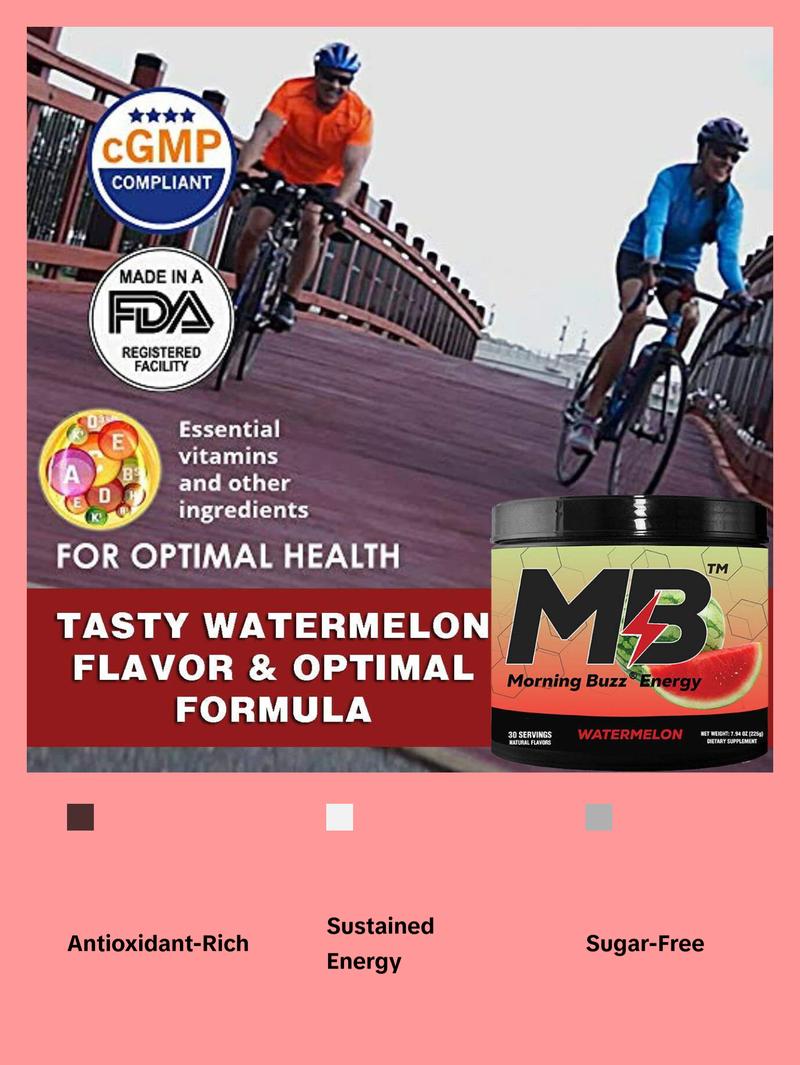 Morning Buzz Energy Powder Drink - Energy Boost Drink Mix - Sugar-Free Energy with Antioxidants - Morning Kickstart and Sports Nutrition Endurance Product - 30 Servings, Watermelon, 8 Ounces Morning Buzz Energy Powder Drink - Energy Boost Drink Mix - Sugar-Free Energy with Antioxidants - Morning Kickstart and Sports Nutrition Endurance Product - 30 Servings, Watermelon, 8 Ounces