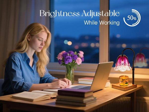 Gradient Purple Flower Candle Warming Lamp with Timer, Vintage Height Adjustable with 2 Bulbs, Wax Warmer Dimmable Gothic Halloween Decor Gift for Women, Halloween gifts, Christmas gifts