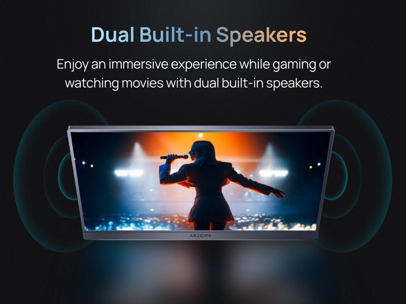 ARZOPA 16.1'' Portable Gaming Monitor 100% sRGB 144Hz&60Hz 1080P FHD Kickstand Portable Monitor External Second Screen for PS5 Xbox Laptop PC Switch