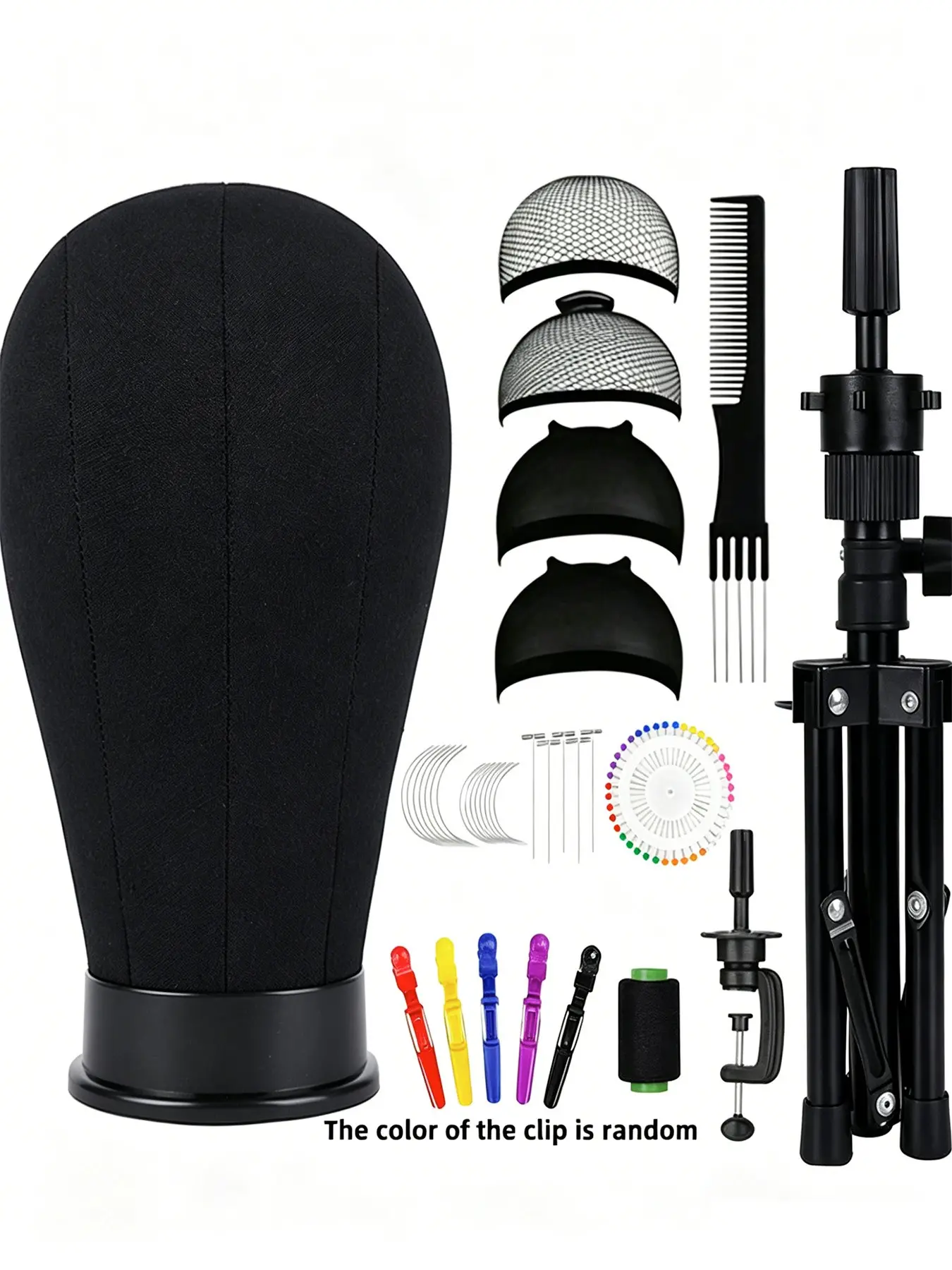 Professional Wigs Display Mannequin Head Set, Adjustable Tripod Stand, Canvas Block Head, Wig Cap, Training Base, Adult Size, Wig Install Kit, Wig Installation Kit, Practice Mannequin Head, Mannequin Head For Wigs