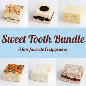 Sweet Tooth Bundle - 6 Fan-Favorite Crispycakes Variety Pack with Banana Pudding, Plain & Sweet, S'mores, Fruity Crispies, Cookies & Cream, and Cocoa Crispy