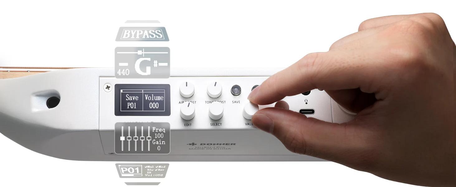 Donner HUSH-I PRO Acoustic-Electric Travel Guitar Kit with Sound Effects