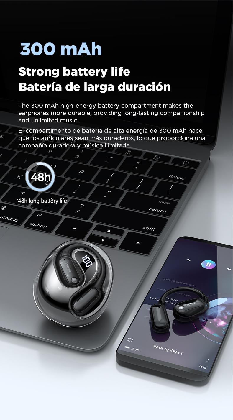 MINISO MS190 Wireless Headphones Bluetooth 6.0 Sport Earphone Built-in Microphone HIFI Sound Quality Earbuds