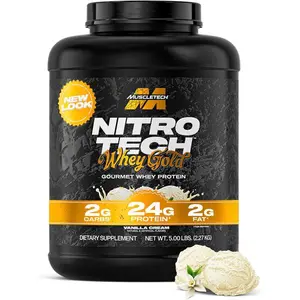 MuscleTech Nitro-Tech Whey Protein Powder – Whey Protein Isolate for Lean Muscle Growth & Recovery, Vanilla Cream, 5 lb