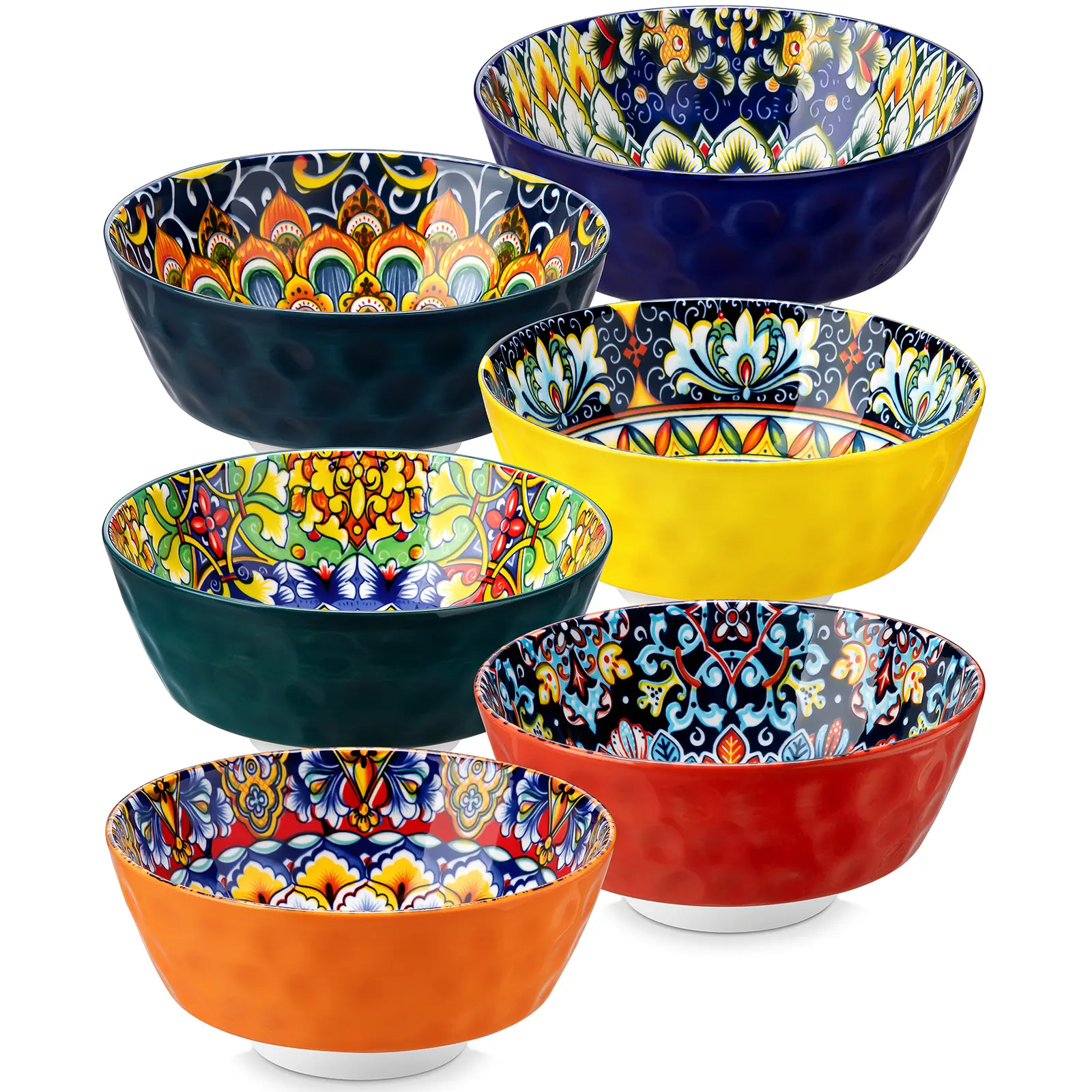 vancasso Cereal Bowls, Ceramic Soup Bowls Set of 6, 12/26 oz Colorful Bowls Set for Kitchen, Dishwasher & Microwave Safe- for Cereal, Soup, Oatmeal, Ice Cream, Salad, Pasta etc Porcelain Tableware