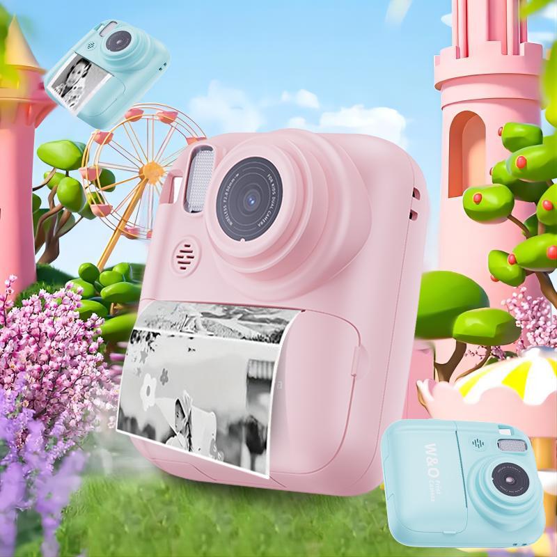 W&O Instant Print Camera , Birthday Gifts Girls Boys Age 3-12, HD Digital Video Cameras Toddler, Portable Toy 3 4 5 6 7 8 9 10 Year Old Girls Boys Mini Photo Booth