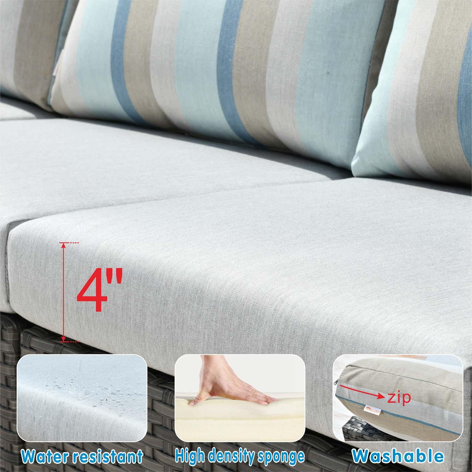 Ovios Outdoor Furniture Bigger Size 9-Piece with Grey Sunbrella, Fully Assembled, King Series, with 2 Chairs Ovios Outdoor Furniture Bigger Size 9-Piece with Grey Sunbrella, Fully Assembled, King Series, with 2 Chairs