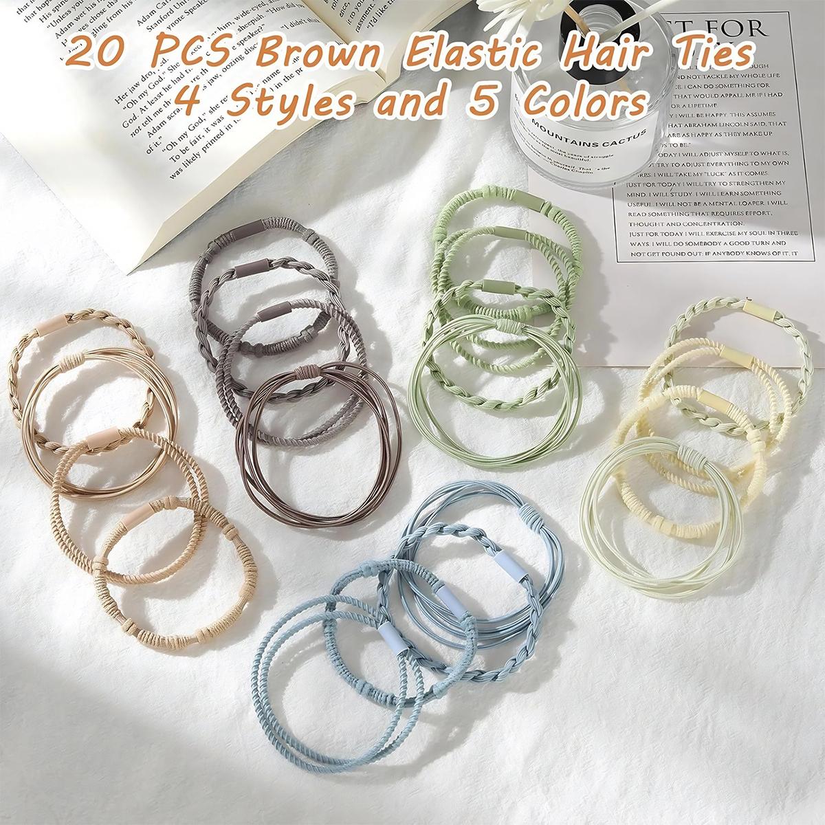 20 PCS Boho Style Hair Tie, Bracelets Hair Ties for Thick or Thin Hair, 4 Styles Boho Ties for Ponytail Holders, 2.36’’ Hair Ties No-Damage, Chirstmas Gifts