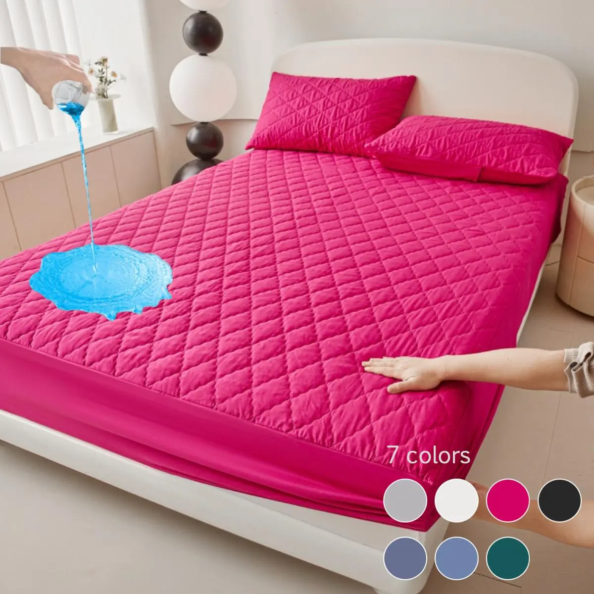 Waterproof Mattress Cover Set, Polyester Bedding, 1 Set Including 1 Count Fitted Sheet & 1/2 Counts Pillowcase, Soft Comfortable Breathable for Bedroom, Washable Bed Cover