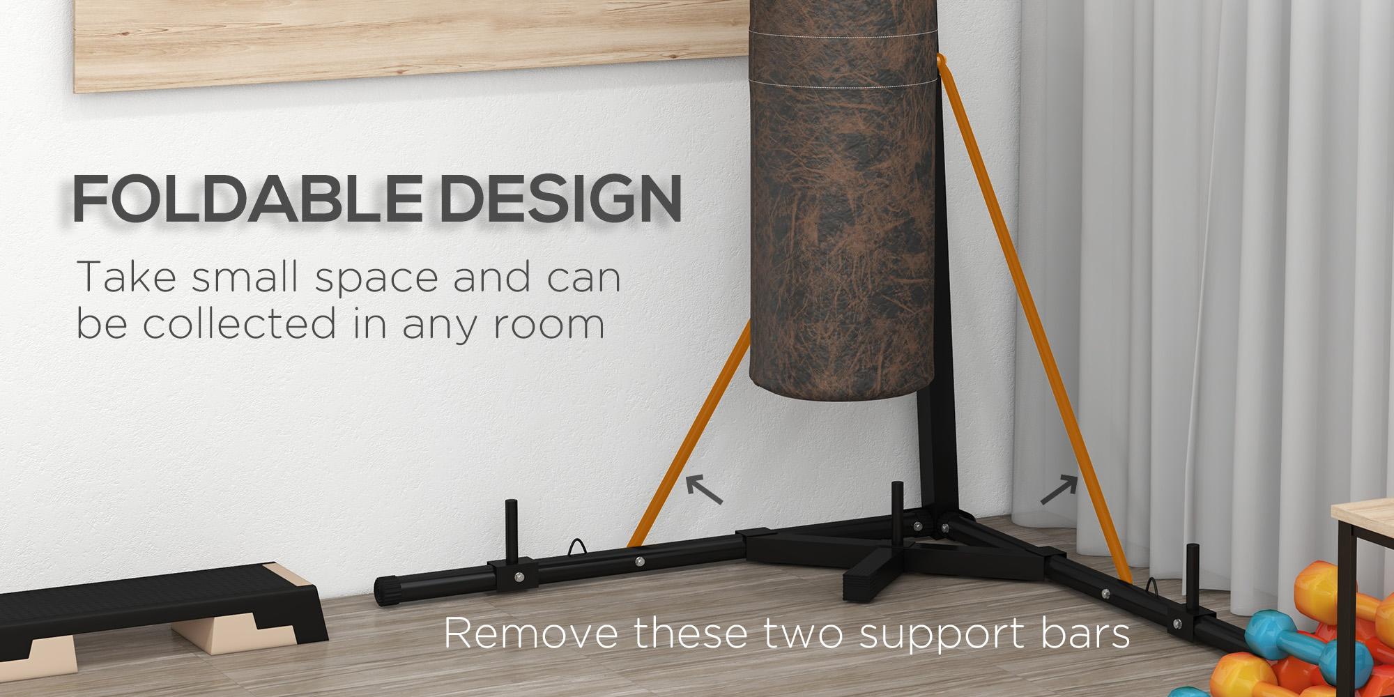 Soozier Foldable Punch Bag Stand, Height Adjustable Heavy Bag Stand with Weighted Base, Free Standing for Home Gym, Stand Only