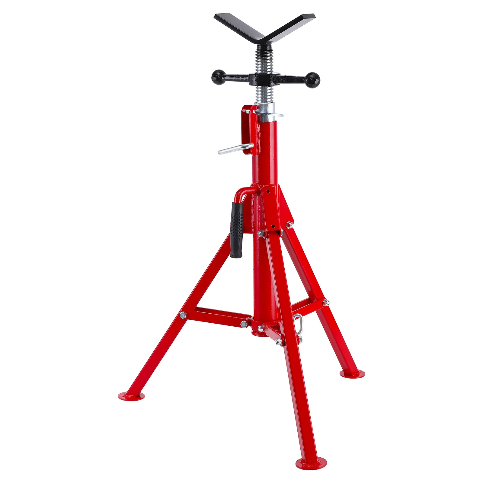 Adjustable pipe jack stand,Heavy duty welding pipe stand,Folding V-head pipe stand,Steel tripod pipe stand,Portable pipe support,Corrosion resistant jack stand,Professional pipe welding stand,Height adjustable pipe support,Stable pipe jack for workshop