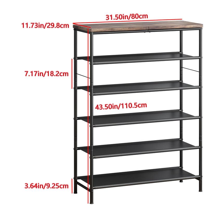 4 Tier 5 Tier 6Tier Metal Shoe Rack Organizer Organizer Shelf with Industrial MDF Board and Layer Fabric for Entryway Closet Bedroom Garage Paint