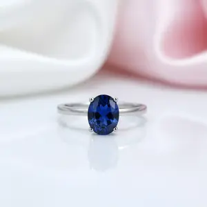 2.02Ct Oval Blue Sapphire Birthstone Engagement Ring