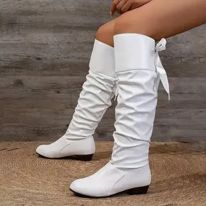 High top boots, mid waist boots, slim fit leg boots, women's, autumn and winter styles, non knee high top, flat bottomed low heeled boots, horseshoe shoes for women