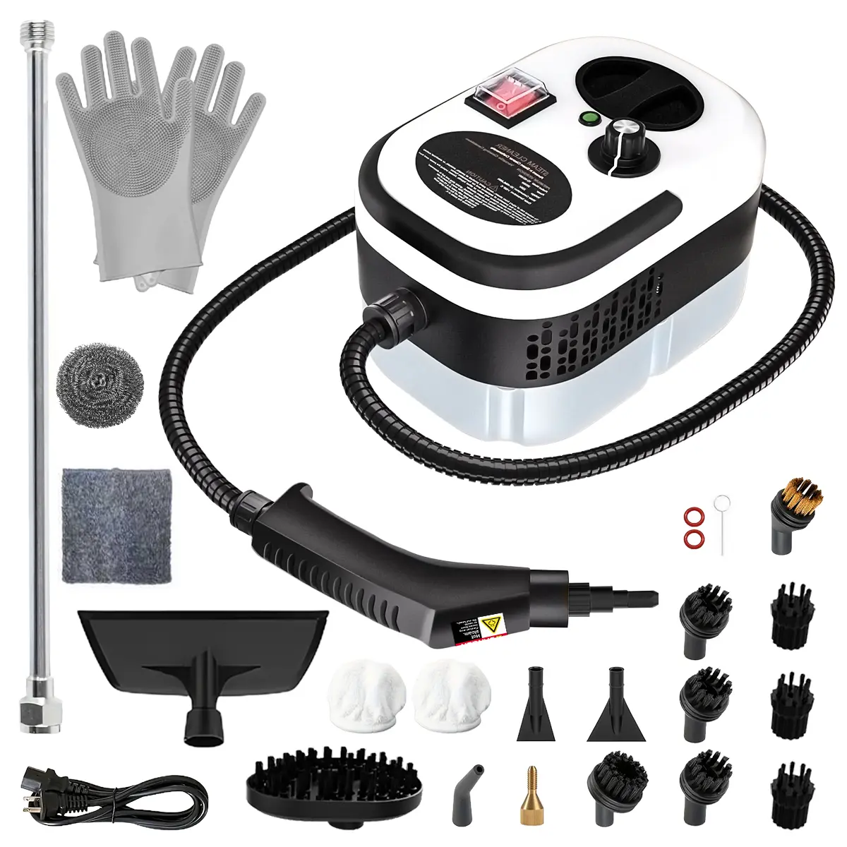 2500W Ultra-Powerful Labor-Saving Handheld Steam Cleaner - High-Temperature Pressurized Compact Multi-Head Portable Steam Machine with Brush Heads for Home Kitchen Grease, Car Detailing,dorm essentials,home essentials