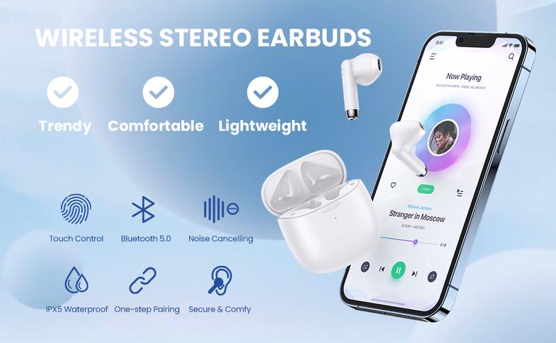 Wireless Headset, Bluetooth Headset with ENC Noise Cancellation, Wireless Headphones, in-Ear True Wireless Headphones (2024 Model) Bluetooth 5.3 Headphones IPX5 Waterproof