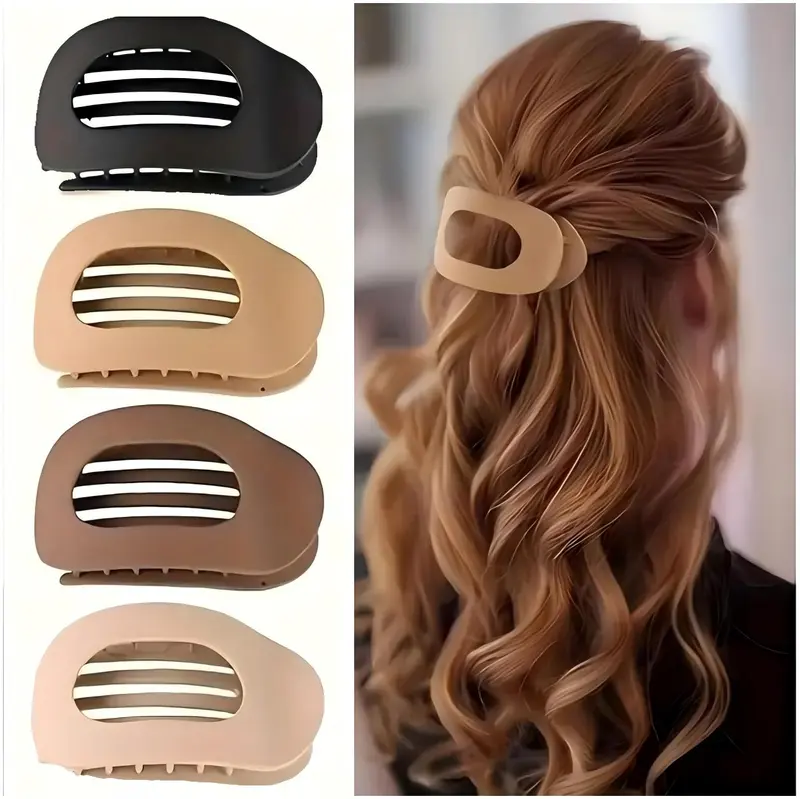 Flat Hair Clips 4pcs: French Claw Strong Hold for Women Girls Thick Hair - Solid Color Hair Clips Gift