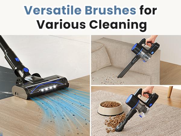 3-in-1 Cordless Stick Vacuum Cleaner, Lightweight with LED Headlight, 10KPa Suction for Carpet, Hard Floor and Pet Hair, Black Blue 3-in-1 Cordless Stick Vacuum Cleaner, Lightweight with LED Headlight, 10KPa Suction for Carpet, Hard Floor and Pet Hair, Black Blue