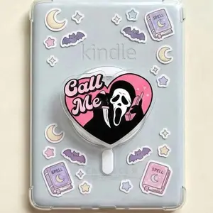 Call Me Pink Heart Magneticphonegrips – Retro Spooky Lover Phone Grip, Y2K Aesthetic Kindleholder, Girly Horror Fan Gift