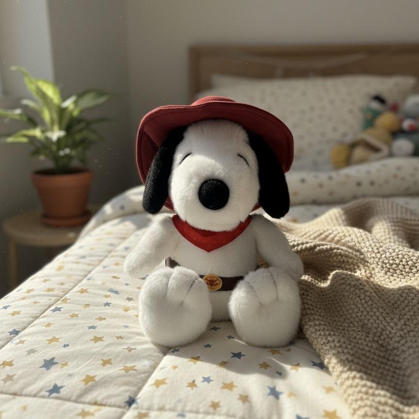 Snoopy Western Cowboy Series Sitting Posture Plush Doll, Cute IP Merch Stuffed Toy Kawaii Desktop Ornament for Home Office Decor,Perfect Gift