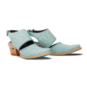 Plain Jane Slingback Mule - Powder Blue Ostrich